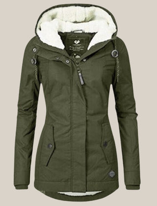 Harper Women's Sherpa-Lined Hooded Quilted Jacket Fleece Winter Coat - Nora & Rose Maine, view 7