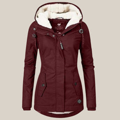 Harper Women's Sherpa-Lined Hooded Quilted Jacket Fleece Winter Coat - Nora & Rose Maine, view 8