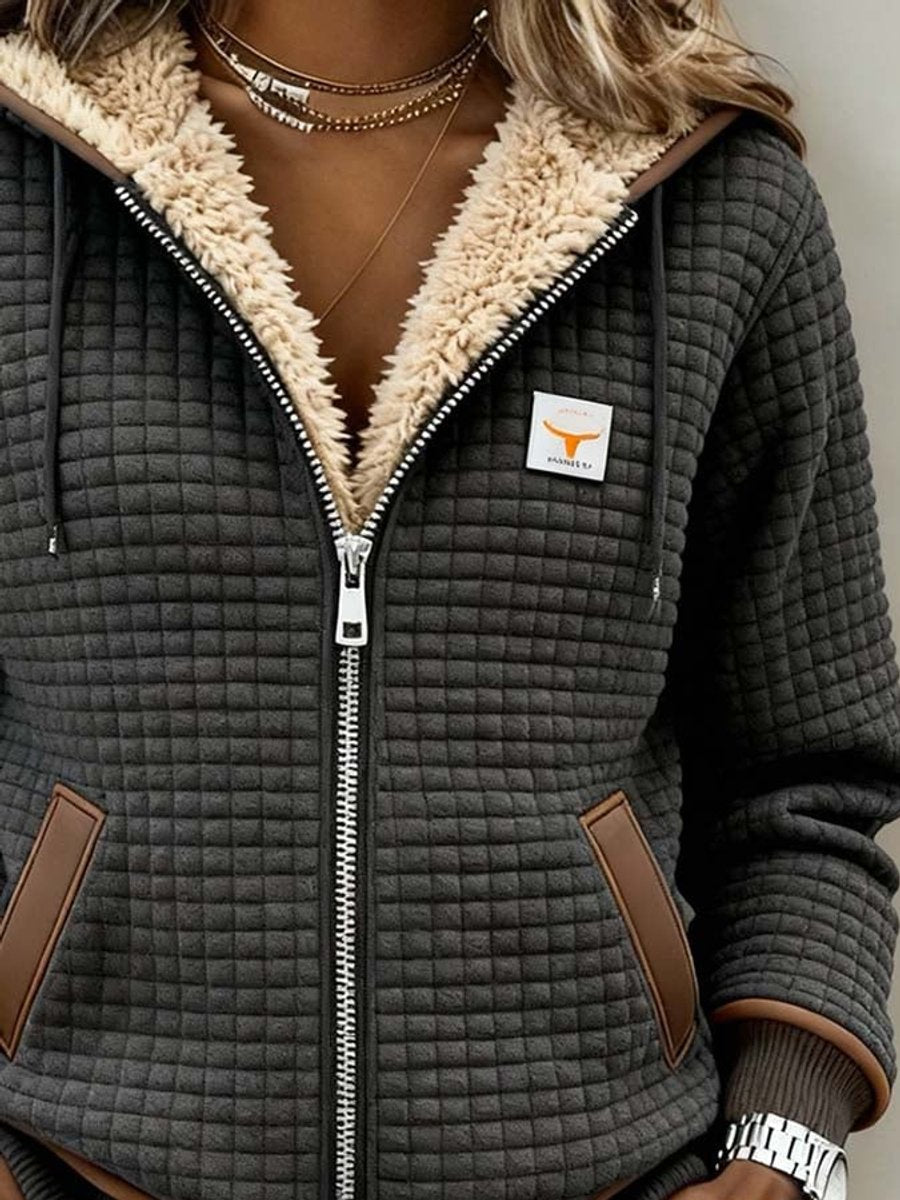 Penelope Women's Sherpa-Lined Quilted Jacket Full-Zip Hooded Fleece - Nora & Rose Maine, view 2