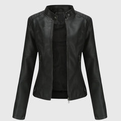 Mia Women's Slim-Fit Faux Leather Moto Coat Stand-Collar Zip-Up Jacket - Nora & Rose Maine