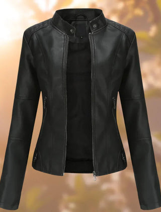 Eleanor Women's Slim-Fit Zip-Up Moto Faux Leather Jacket - Nora & Rose Maine