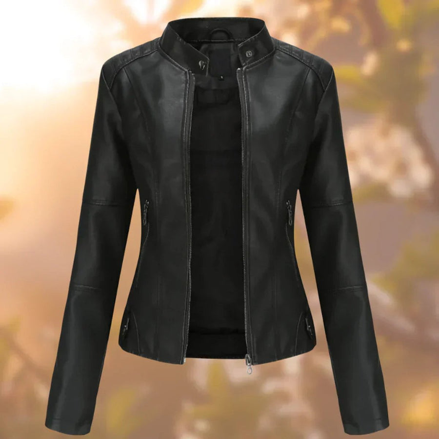 Eleanor Women's Slim-Fit Zip-Up Moto Faux Leather Jacket - Nora & Rose Maine
