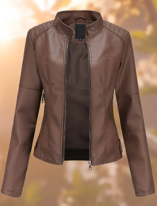 Eleanor Women's Slim-Fit Zip-Up Moto Faux Leather Jacket - Nora & Rose Maine, view 2