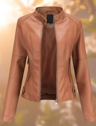 Eleanor Women's Slim-Fit Zip-Up Moto Faux Leather Jacket - Nora & Rose Maine, view 3