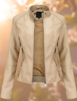 Eleanor Women's Slim-Fit Zip-Up Moto Faux Leather Jacket - Nora & Rose Maine, view 4