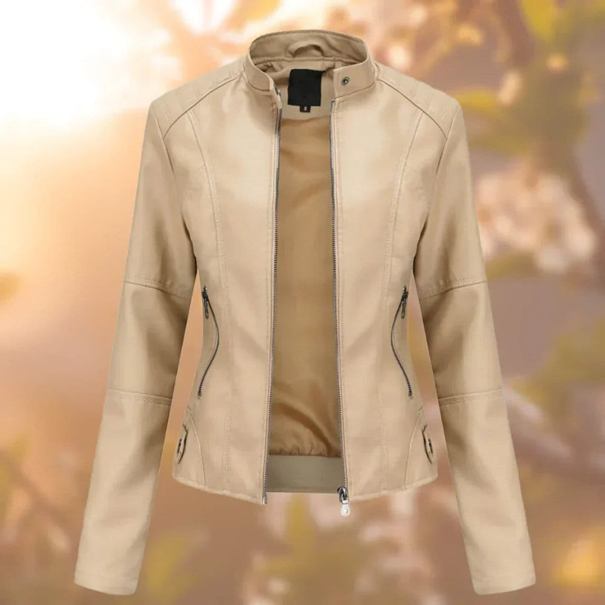 Eleanor Women's Slim-Fit Zip-Up Moto Faux Leather Jacket - Nora & Rose Maine, view 4