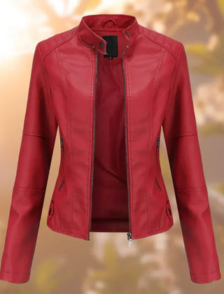 Eleanor Women's Slim-Fit Zip-Up Moto Faux Leather Jacket - Nora & Rose Maine, view 5