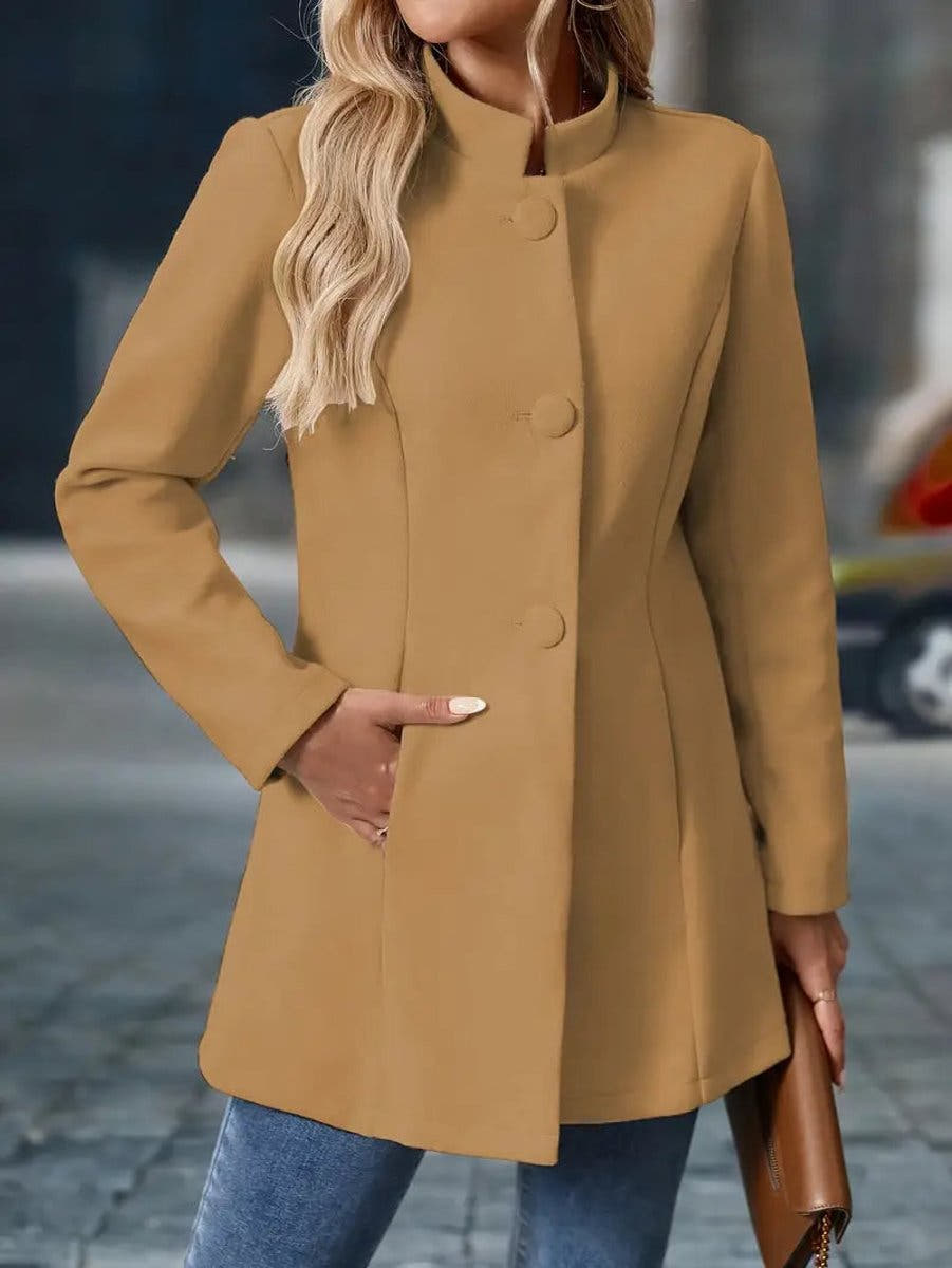 Layla Women's Stand-Collar Button-Front Longline Blazer Coat - Nora & Rose Maine, view 12