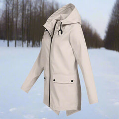 Layla Women's Waterproof Hooded Rain Jacket Zip-Up Longline - Nora & Rose Maine