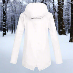 Layla Women's Waterproof Hooded Rain Jacket Zip-Up Longline - Nora & Rose Maine, view 10