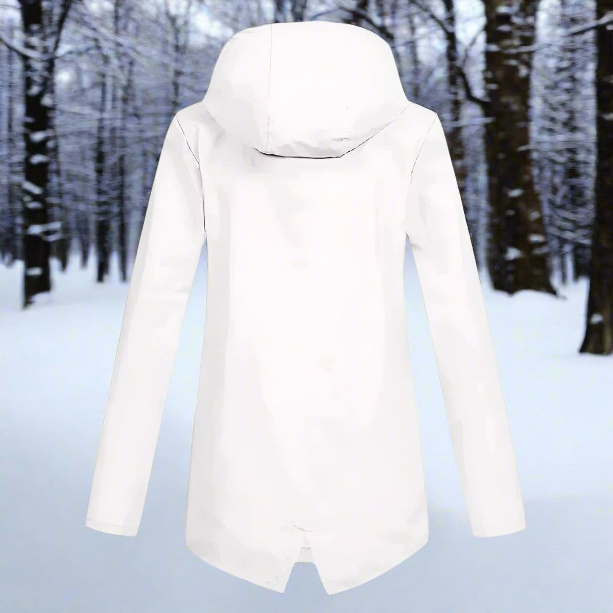 Layla Women's Waterproof Hooded Rain Jacket Zip-Up Longline - Nora & Rose Maine, view 10