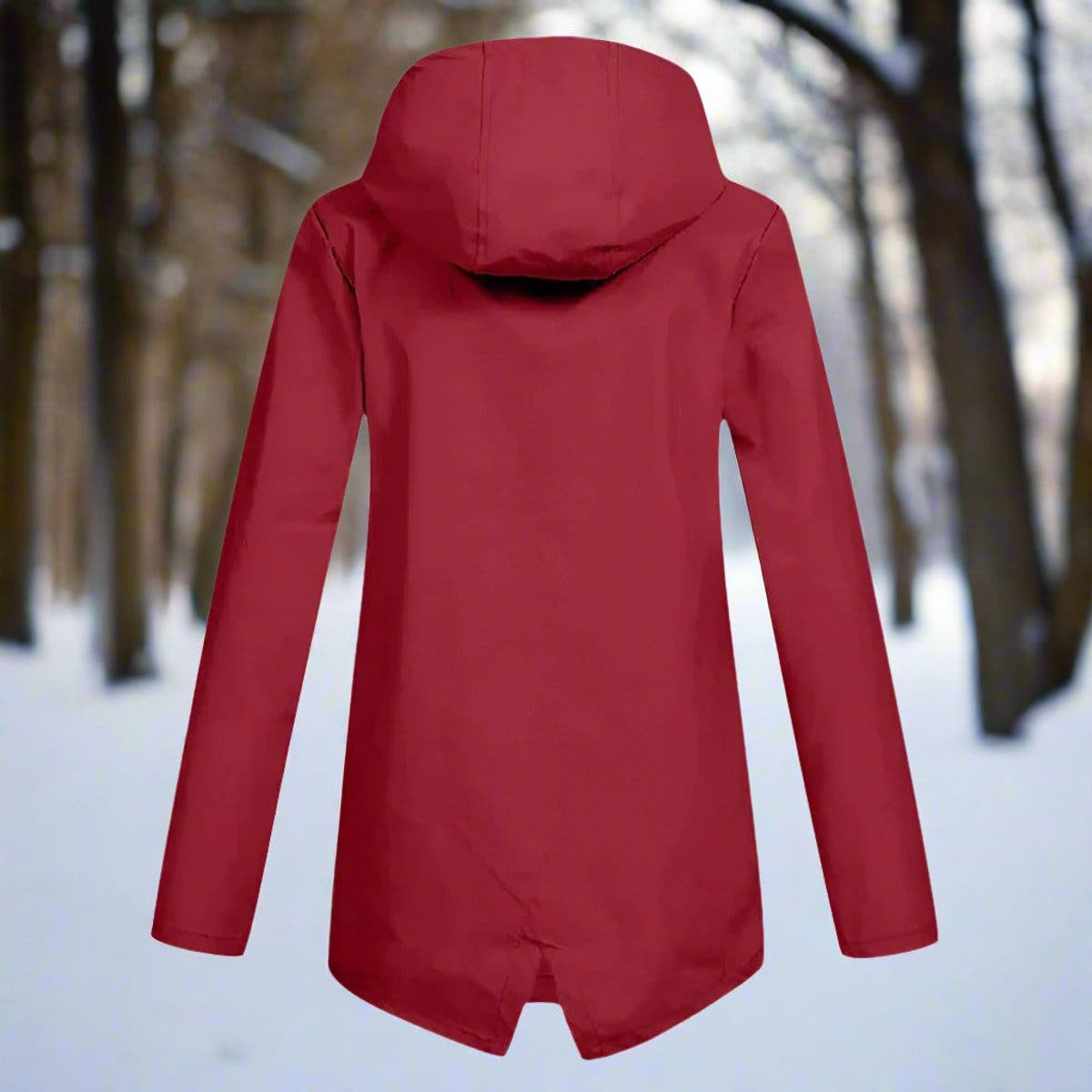 Layla Women's Waterproof Hooded Rain Jacket Zip-Up Longline - Nora & Rose Maine, view 11
