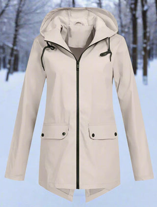 Layla Women's Waterproof Hooded Rain Jacket Zip-Up Longline - Nora & Rose Maine, view 18