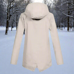 Layla Women's Waterproof Hooded Rain Jacket Zip-Up Longline - Nora & Rose Maine, view 2