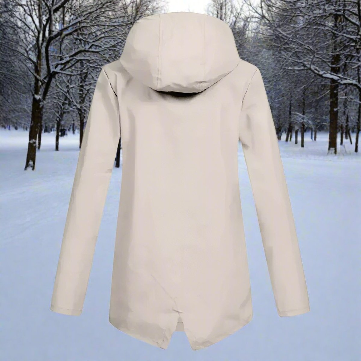 Layla Women's Waterproof Hooded Rain Jacket Zip-Up Longline - Nora & Rose Maine, view 2